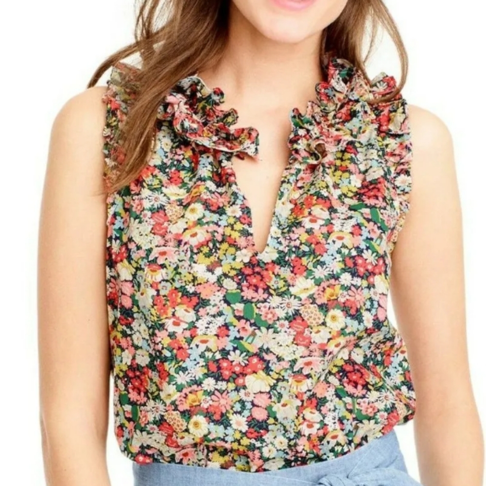 J Crew Liberty Art Fabrics Thorpe Ruffle Top